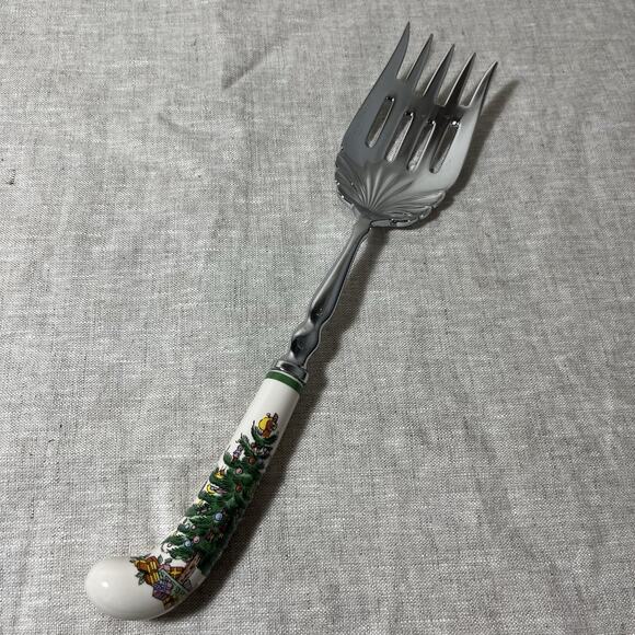Spode Christmas Tree Handled Meat Fork In Box EUC Vintage - Picture 2 of 6